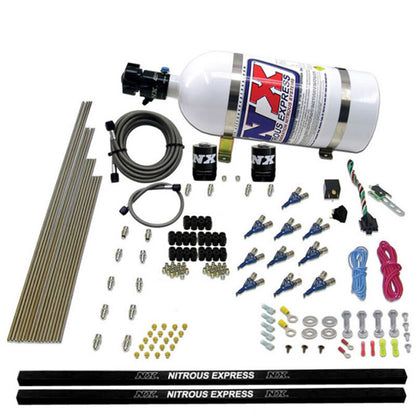 Nitrous Express 10 Cyl Piranha Nozzle Direct Port Nitrous Kit (250-500HP) w/5lb Bottle