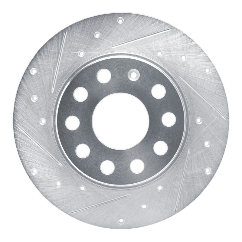R1 Concepts R1 17-25 Audi Q2 (Mexico) Rear Left Drilled & Slotted Silver Brake Rotor