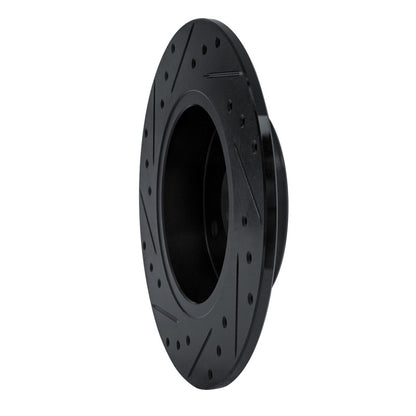 R1 Concepts R1 84-85 Nissan 300ZX Rear Right Drilled & Slotted Black Brake Rotor