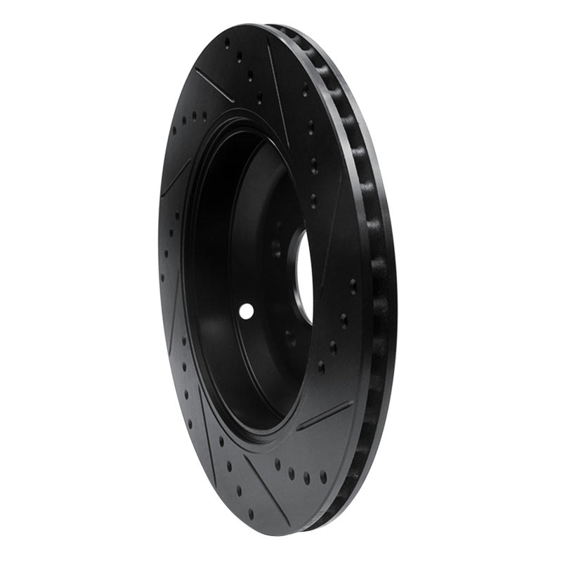 R1 Concepts R1 17-19 Genesis G90 Rear Left Drilled & Slotted Black Brake Rotor