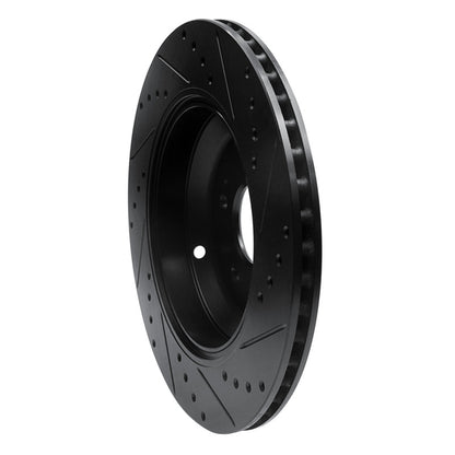R1 Concepts R1 17-19 Genesis G90 Rear Left Drilled & Slotted Black Brake Rotor