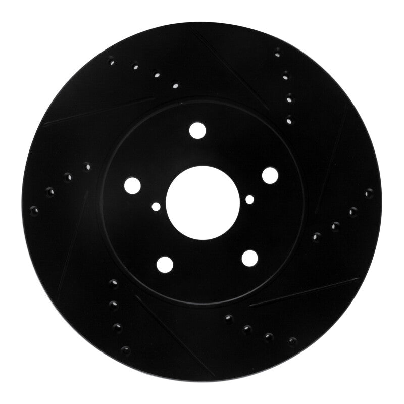 R1 Concepts R1 15-19 Subaru Legacy Front Right Drilled & Slotted Black Brake Rotor