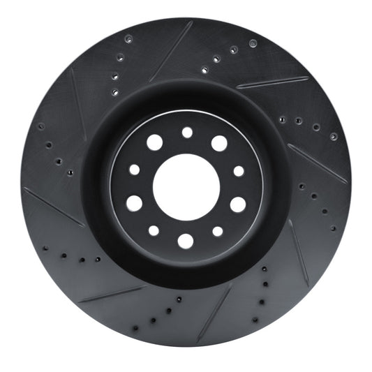 R1 Concepts R1 14-19 Fiat 500L Front Left Drilled & Slotted Black Brake Rotor
