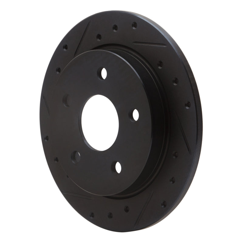 R1 Concepts R1 88-89 Merkur SCORPIO Rear Left Drilled & Slotted Black Brake Rotor