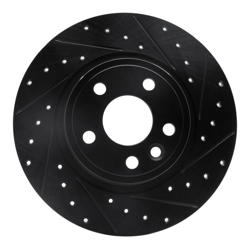 R1 Concepts R1 15-20 Jaguar E-Pace Rear Right Drilled & Slotted Black Brake Rotor
