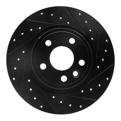 R1 Concepts R1 15-20 Jaguar E-Pace Rear Right Drilled & Slotted Black Brake Rotor
