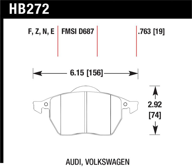Hawk Performance Hawk 00-06 Audi TT/00-06 TT Quattro 1.8L / 99-04 VW Golf GTI 2.8L Blue 9012 Race Front Brake Pads