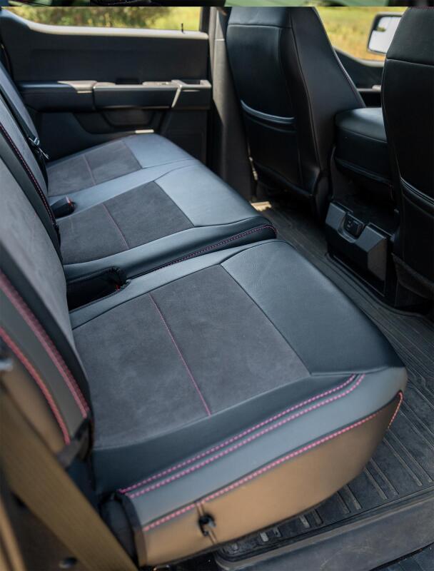 PRP Seats PRP 2021+ Ford 150/ 2023+ SuperDuty Rear Seat Covers (Pair) - Black w/ Red Stitch