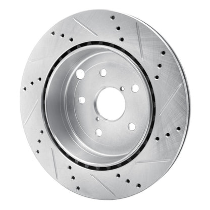 R1 Concepts R1 08-20 Subaru Impreza Rear Left Drilled & Slotted Silver Brake Rotor