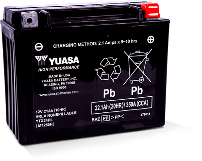 Yuasa Battery Yuasa YTX24HL Maintenance Free AGM 12-Volt Battery