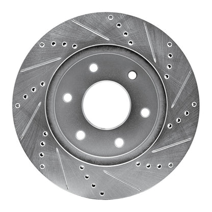 R1 Concepts R1 04-05 Infiniti QX56 Front Left Drilled & Slotted Silver Brake Rotor