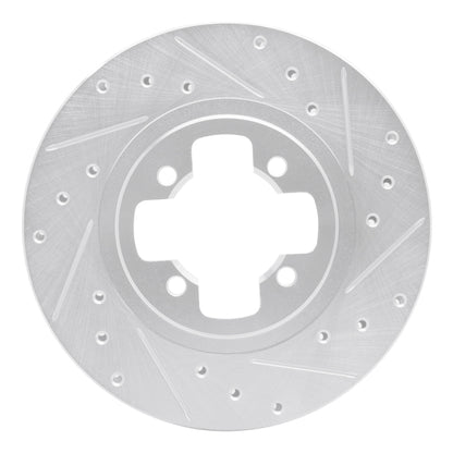 R1 Concepts R1 81-88 Nissan Maxima Front Right Drilled & Slotted Silver Brake Rotor