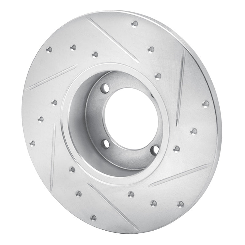 R1 Concepts R1 80-83 Nissan 200SX Front Left Drilled & Slotted Silver Brake Rotor