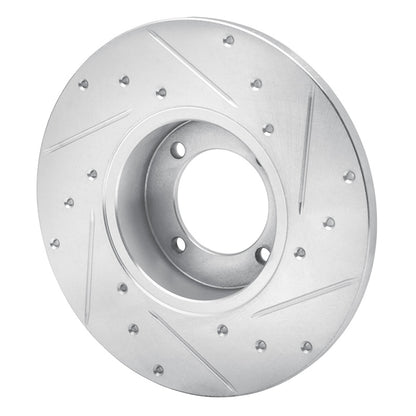 R1 Concepts R1 80-83 Nissan 200SX Front Left Drilled & Slotted Silver Brake Rotor