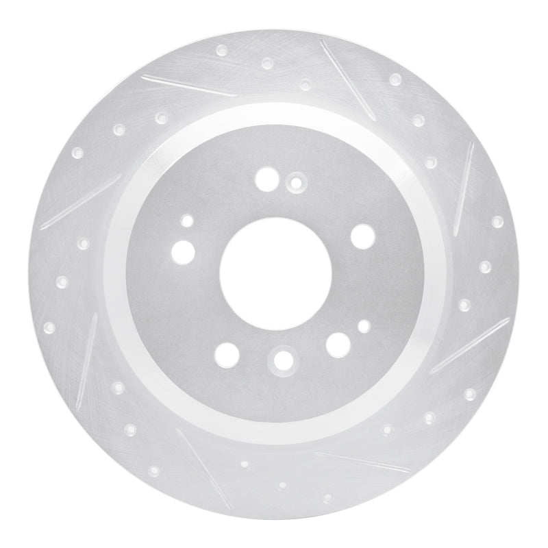 R1 Concepts R1 16-25 Honda Ridgeline Rear Right Drilled & Slotted Silver Brake Rotor