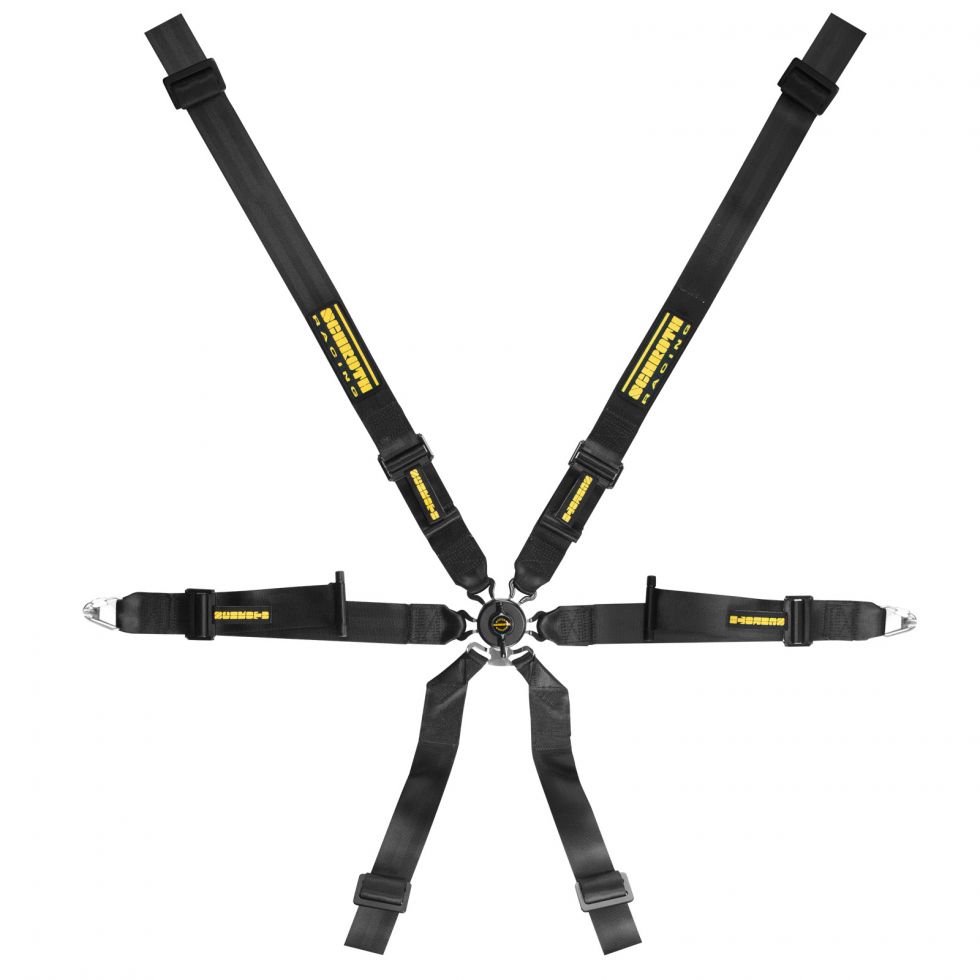 SCHROTH 94580-0 SEAT BELT PROFI XLT 6-POINT 2X2 PULL-DOWN BLACK FIA 8853-2016