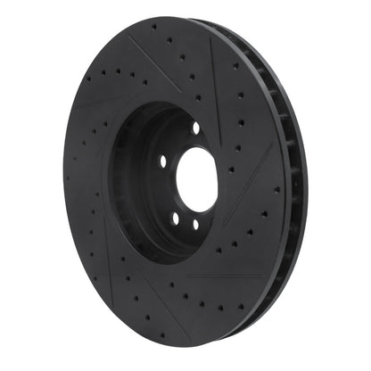 R1 Concepts R1 08-19 BMW X5 Front Left Drilled & Slotted Black Brake Rotor