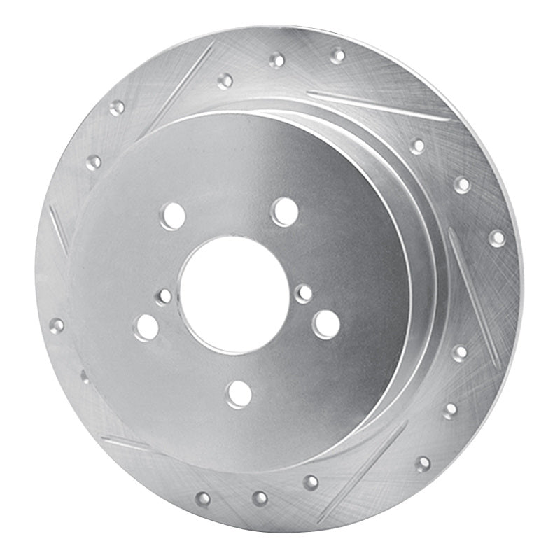 R1 Concepts R1 05-09 Subaru Outback Rear Left Drilled & Slotted Silver Brake Rotor