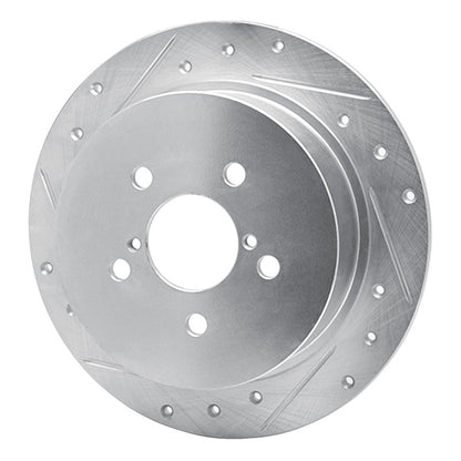 R1 Concepts R1 05-09 Subaru Outback Rear Left Drilled & Slotted Silver Brake Rotor