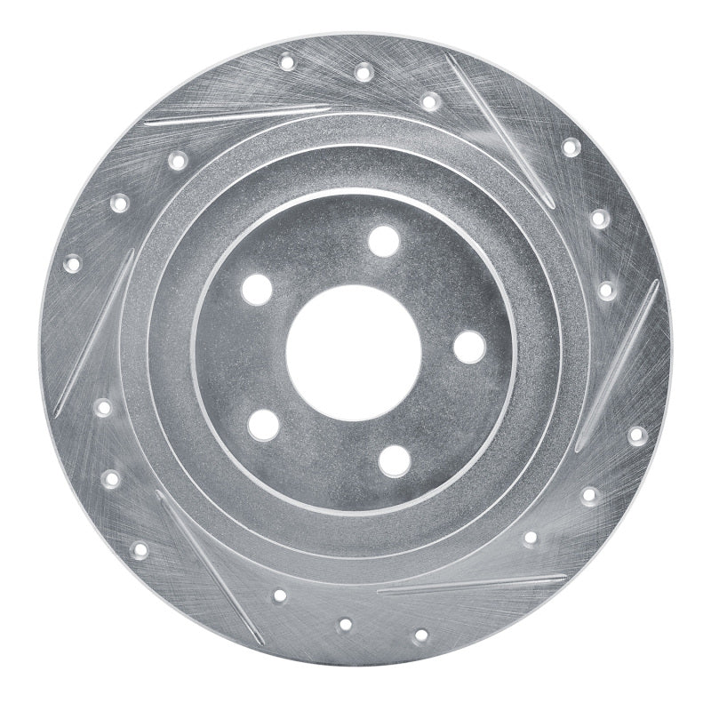 R1 Concepts R1 00-06 Subaru Legacy Rear Right Drilled & Slotted Silver Brake Rotor