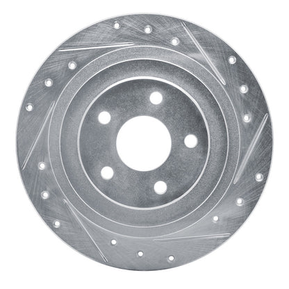 R1 Concepts R1 00-06 Subaru Legacy Rear Right Drilled & Slotted Silver Brake Rotor