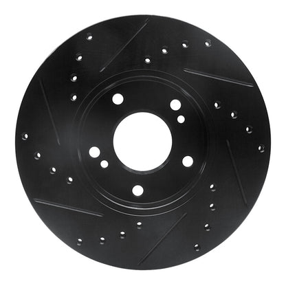 R1 Concepts R1 89-99 Infiniti I30 Front Right Drilled & Slotted Black Brake Rotor