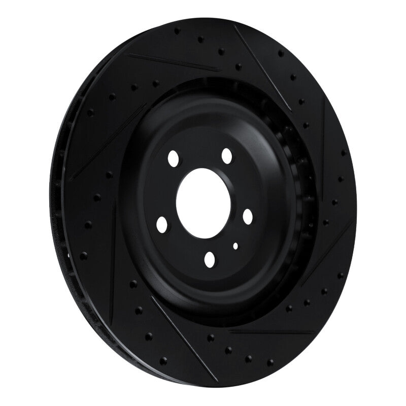 R1 Concepts R1 15-18 Porsche Macan Rear Right Drilled & Slotted Black Brake Rotor