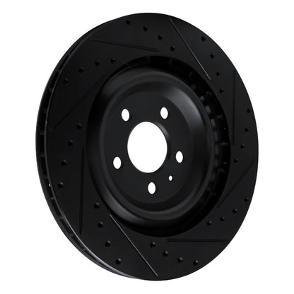 R1 Concepts R1 15-18 Porsche Macan Rear Right Drilled & Slotted Black Brake Rotor