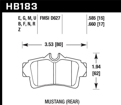 Hawk Performance Hawk 94-04 Ford Mustang HPS Street Rear Brake Pads