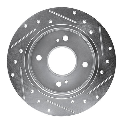 R1 Concepts R1 82-88 Nissan 200SX Rear Left Drilled & Slotted Silver Brake Rotor