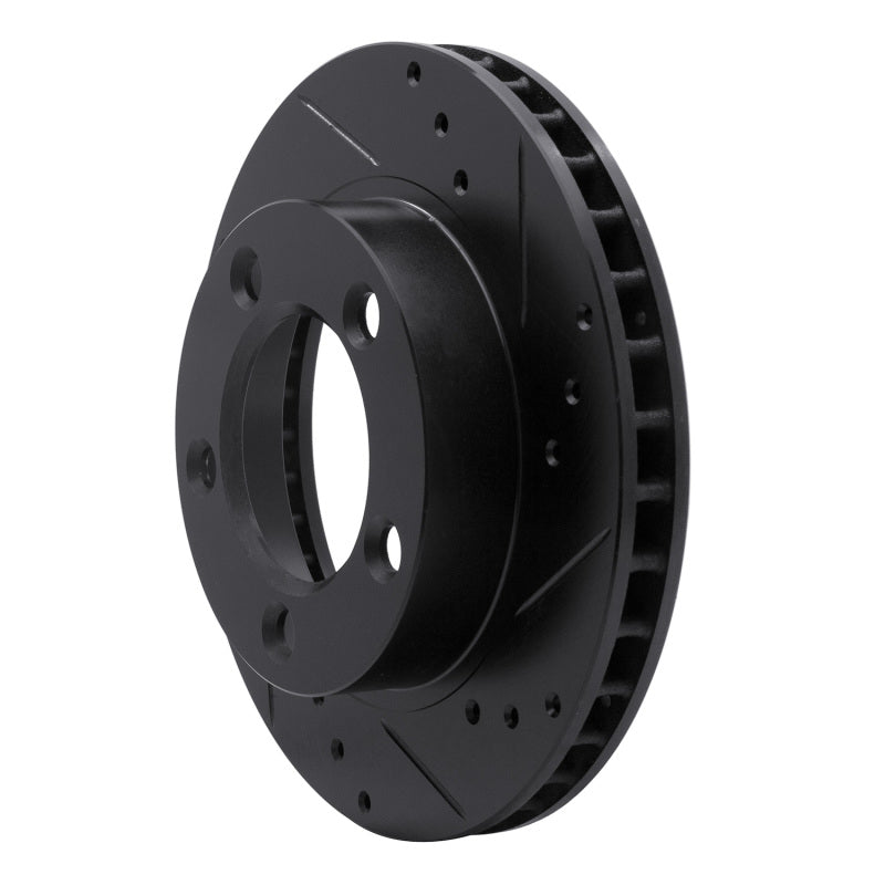 R1 Concepts R1 76-93 Ford F-150 4WD Front Right Drilled & Slotted Black Brake Rotor