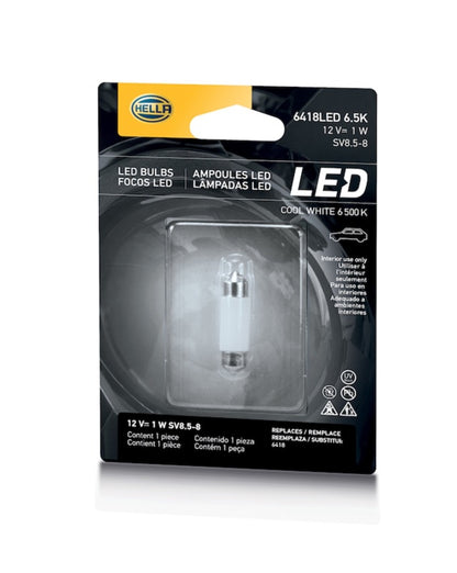 Hella LED 6418 12V 1W SV8.5-8 6.5K 36 SING Bulb