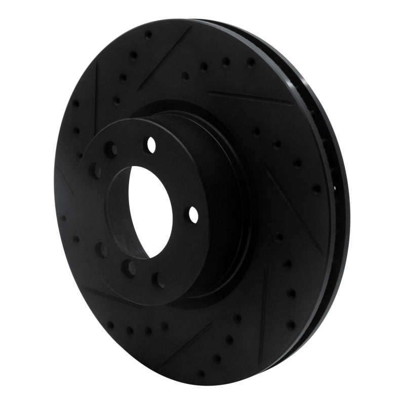 R1 Concepts R1 93-97 BMW 850CI Front Left Drilled & Slotted Black Brake Rotor