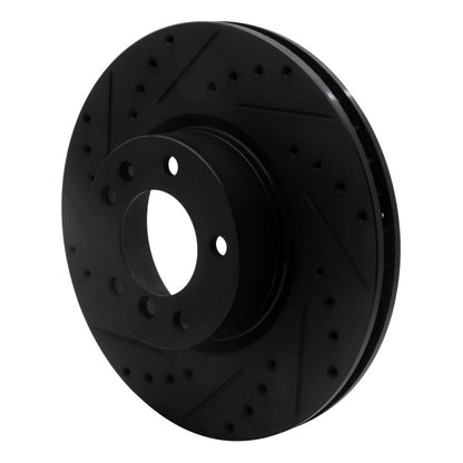 R1 Concepts R1 93-97 BMW 850CI Front Left Drilled & Slotted Black Brake Rotor