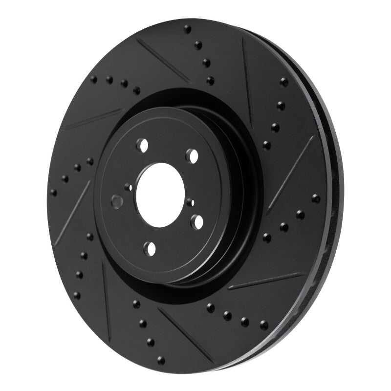R1 Concepts R1 03-25 Subaru Impreza Front Right Drilled & Slotted Black Brake Rotor