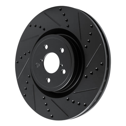 R1 Concepts R1 03-25 Subaru Impreza Front Right Drilled & Slotted Black Brake Rotor