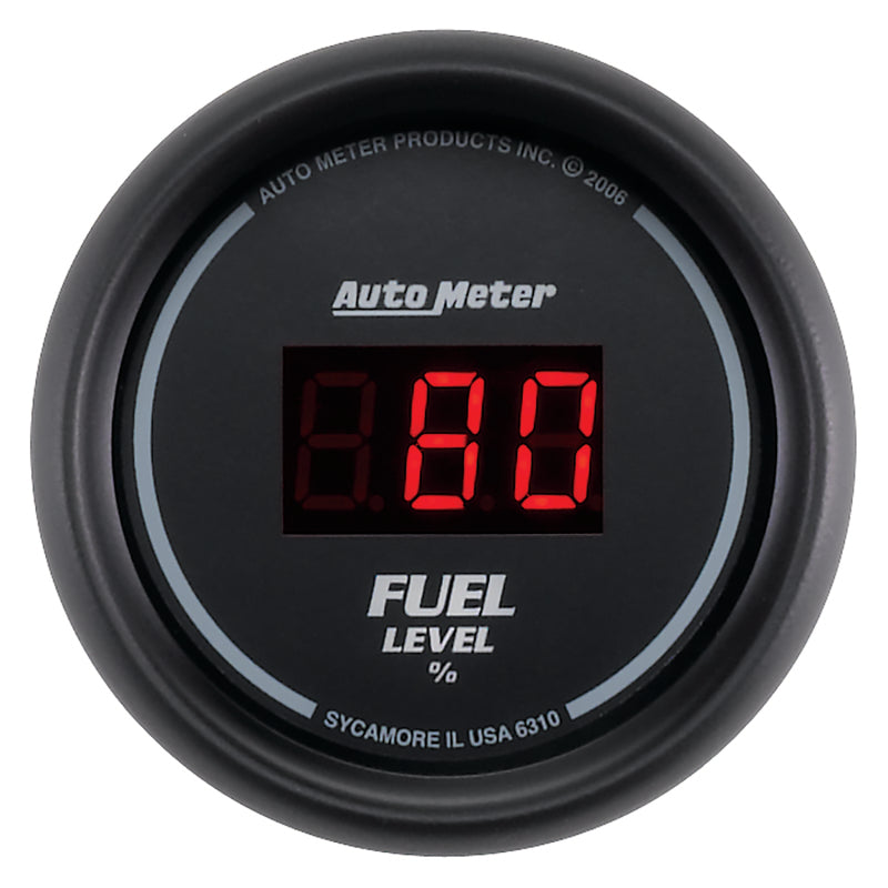 Autometer 52mm Black Digital Programmable Empty-Full Fuel Level Gauge