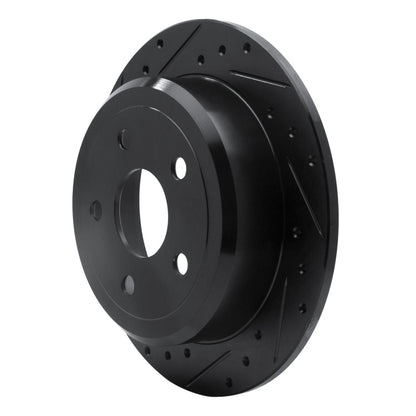 R1 Concepts R1 07-18 Jeep Wrangler Rear Left Drilled & Slotted Black Brake Rotor