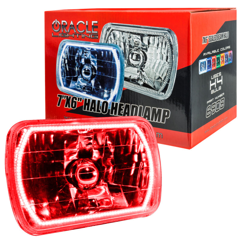 ORACLE Lighting Oracle Pre-Installed Lights 7x6 IN. Sealed Beam - Red Halo