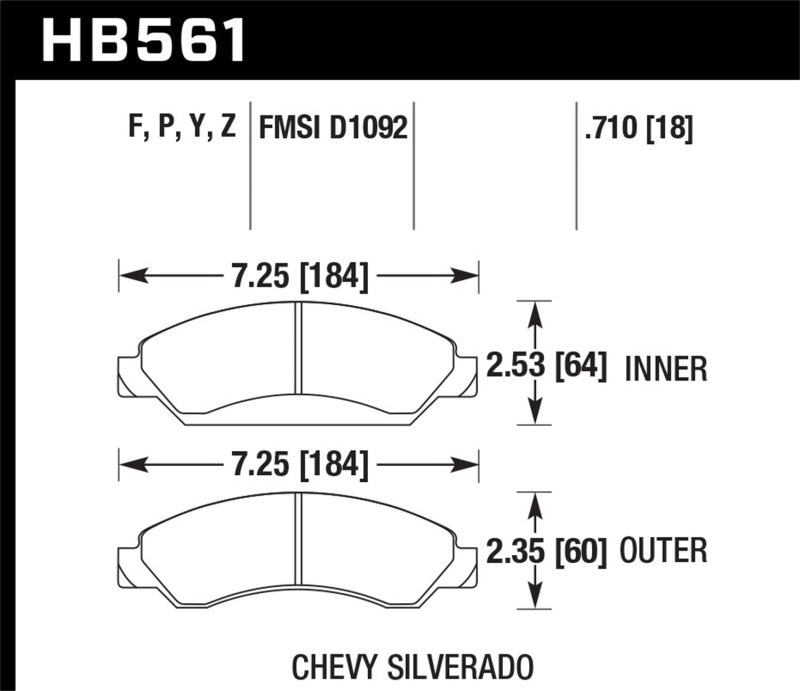 Hawk Performance Hawk 07 Chevy Tahoe / 07 GMC Yukon HPS 5.0 Front Brake Pads