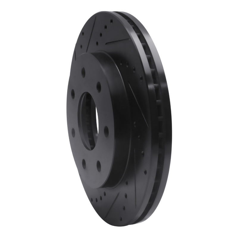 R1 Concepts R1 04-08 Ford F-150 4WD Front Left Drilled & Slotted Black Brake Rotor