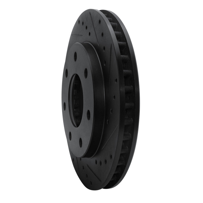 R1 Concepts R1 97-04 Ford F-150 4WD Front Right Drilled & Slotted Black Brake Rotor