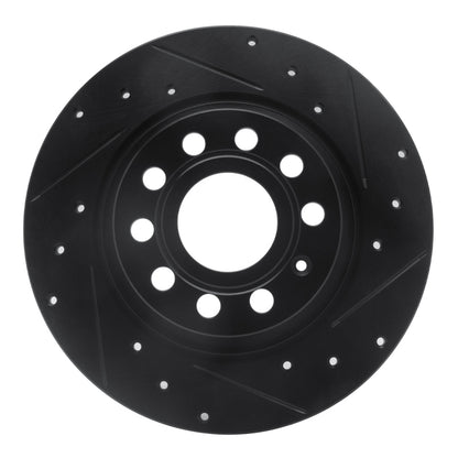 R1 Concepts R1 05-18 Audi A3 Rear Right Drilled & Slotted Black Brake Rotor
