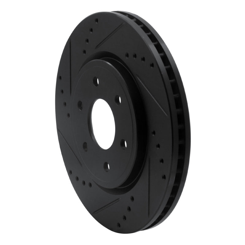 R1 Concepts R1 05-25 Nissan Pathfinder Front Left Drilled & Slotted Black Brake Rotor