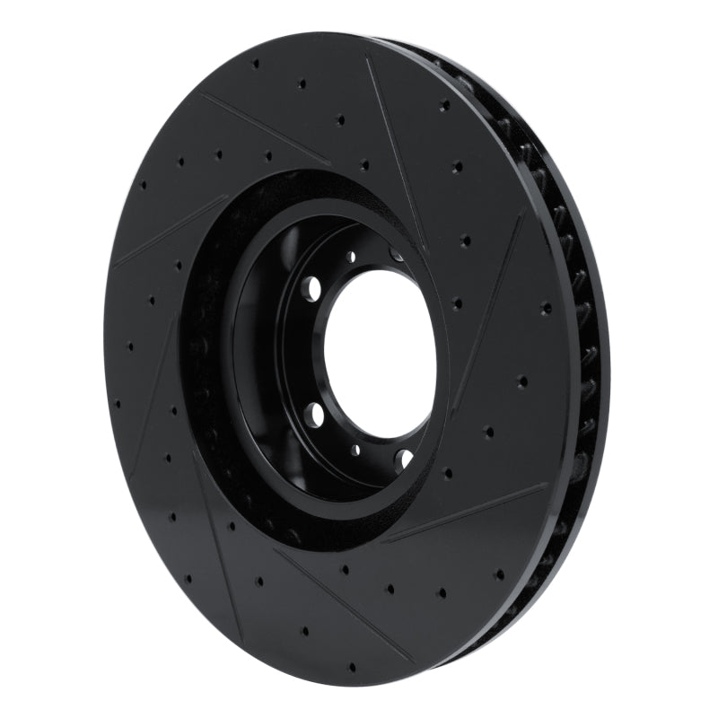 R1 Concepts R1 10-24 Audi e-Tron GT Left Front Drilled & Slotted Black Brake Rotor