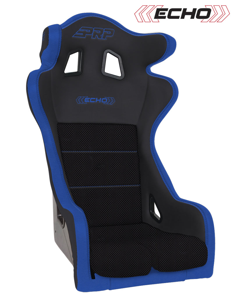 PRP Seats PRP Echo Composite Seat- Black/Blue (PRP Blue Outline/Delta Blue- Blue Stitching)