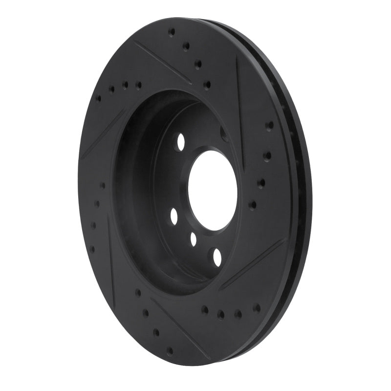 R1 Concepts R1 14-24 Mini Cooper (Excl Clubman) Front Left Drilled & Slotted Black Brake Rotor