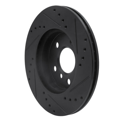 R1 Concepts R1 14-24 Mini Cooper (Excl Clubman) Front Left Drilled & Slotted Black Brake Rotor