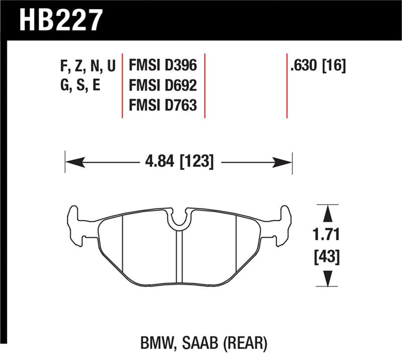 Hawk Performance Hawk BMW 3/5/7 Series / M3 / Z3 / Z4  Race Blue 9012 Rear Brake Pads