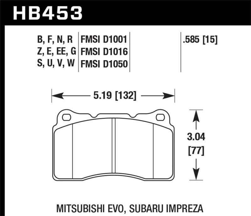 Hawk Performance Hawk 03-06 Evo / 09-10 Evo X / 04-09 STi / 09-10 Genesis Coupe (Track Only) / 2010 Camaro SS / 08-09